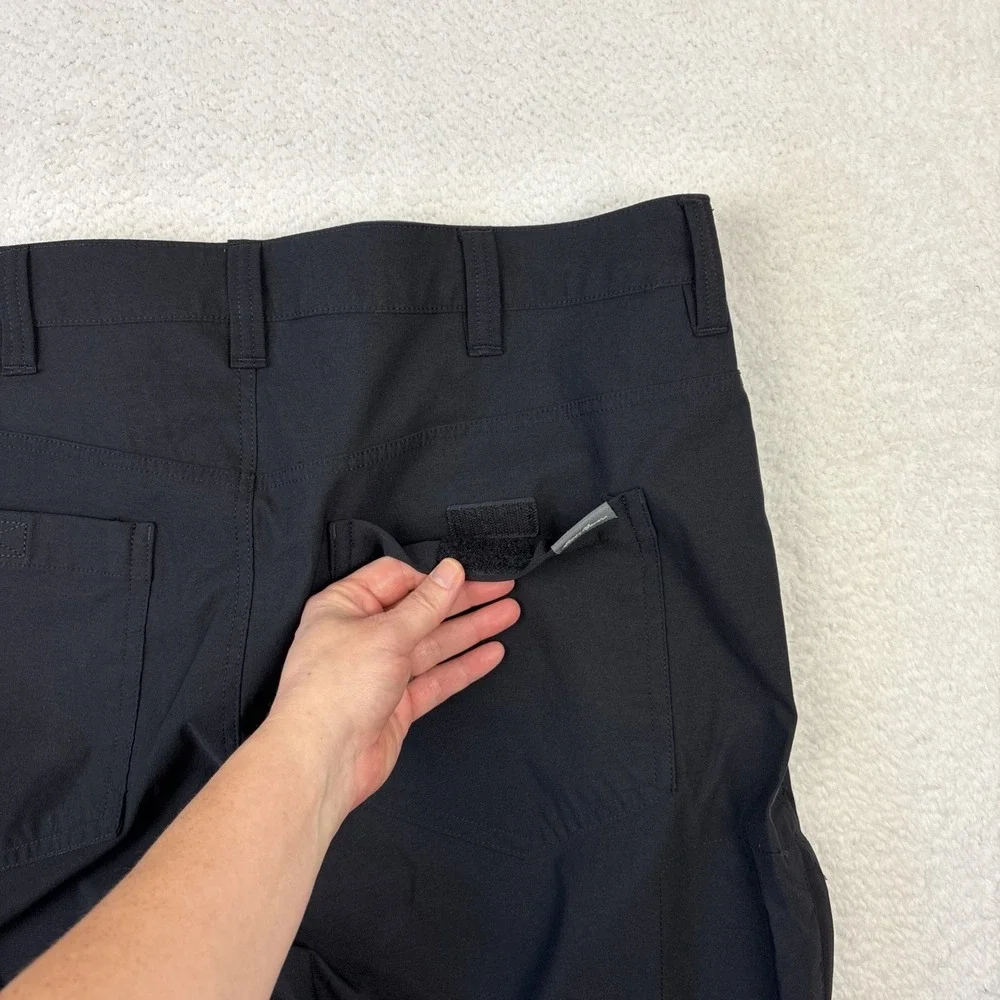 EDDIE BAUER 'Convertible Tech Pants' Mens 38/30 Black Zip-Off Stretch Hiking EUC